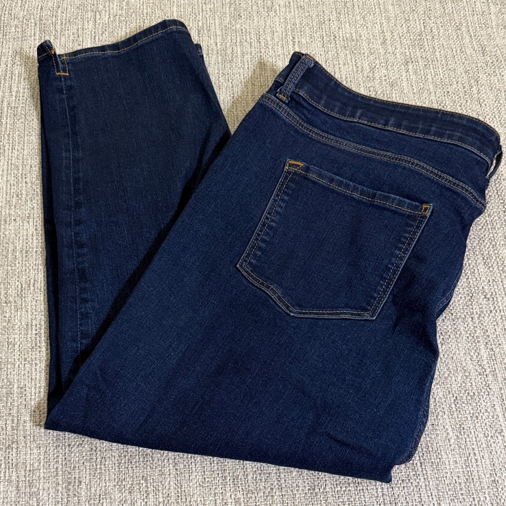 M&S Dark Wash Cropped Slim Straight Leg Jeans High Rise Women’s Size 20